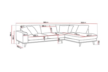 Copenhagen Premium 4-sits Högervänd L-formad Djup Schäslongsoffa i Tyg - Mörkgrå - Möbler - Soffa - Divansoffa & schäslongsoffa - 4 sits soffa med divan