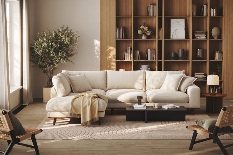 Copenhagen Premium 4-sits Vänstervänd L-formad Djup Schäslongsoffa i Chenille - Ljusbeige - Möbler - Soffa - Divansoffa & schäslongsoffa - 4 sits soffa med divan