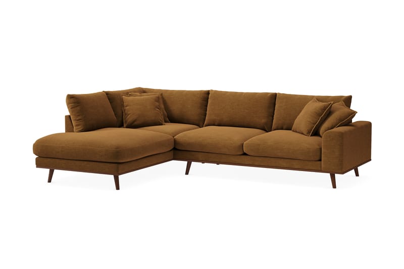 Copenhagen Premium 4-sits Vänstervänd L-formad Djup Schäslongsoffa i Tyg - Senapsgul - Möbler - Soffa - Divansoffa & schäslongsoffa - 4 sits soffa med divan