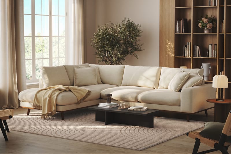 Copenhagen Premium 4-sits Vänstervänd L-formad Djup Schäslongsoffa i Tyg - Beige - Möbler - Soffa - Divansoffa & schäslongsoffa - 4 sits soffa med divan