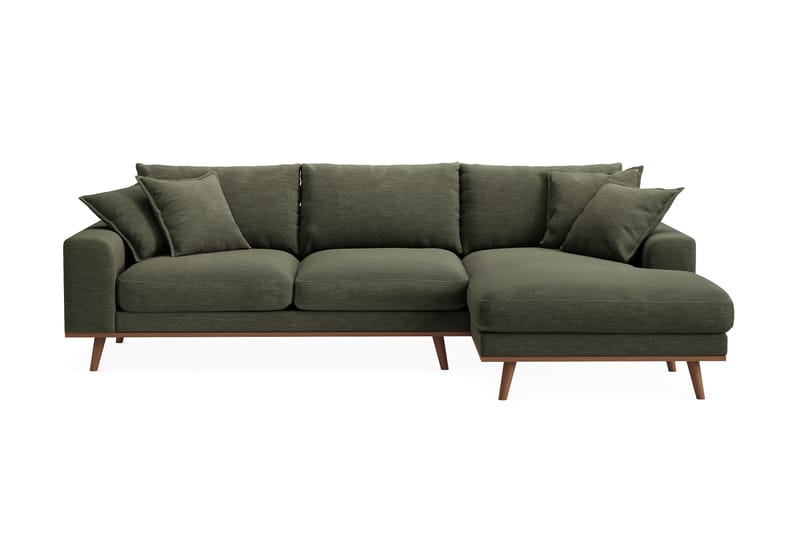 Copenhagen Premium 4-sits Högervänd L-formad Djup Divansoffa i Tyg - Grön - Möbler - Soffa - Divansoffa & schäslongsoffa - 4 sits soffa med divan