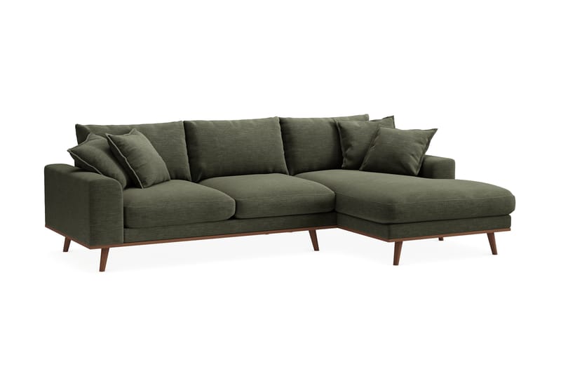 Copenhagen Premium 4-sits Högervänd L-formad Djup Divansoffa i Tyg - Grön - Möbler - Soffa - Divansoffa & schäslongsoffa - 4 sits soffa med divan