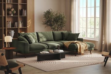 Copenhagen Premium 4-sits Högervänd L-formad Djup Divansoffa i Tyg - Grön - Möbler - Soffa - Divansoffa & schäslongsoffa - 4 sits soffa med divan