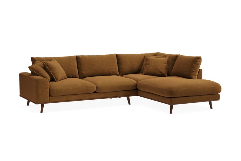 Copenhagen Premium 4-sits Högervänd L-formad Djup Schäslongsoffa i Tyg - Senapsgul - Möbler - Soffa - Divansoffa & schäslongsoffa - 4 sits soffa med divan