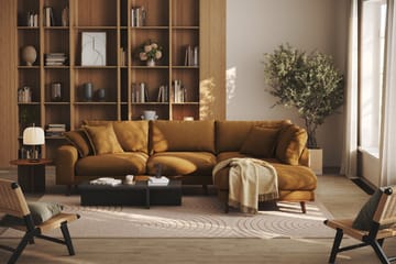 Copenhagen Premium 4-sits Högervänd L-formad Djup Schäslongsoffa i Tyg - Senapsgul - Möbler - Soffa - Divansoffa & schäslongsoffa - 4 sits soffa med divan