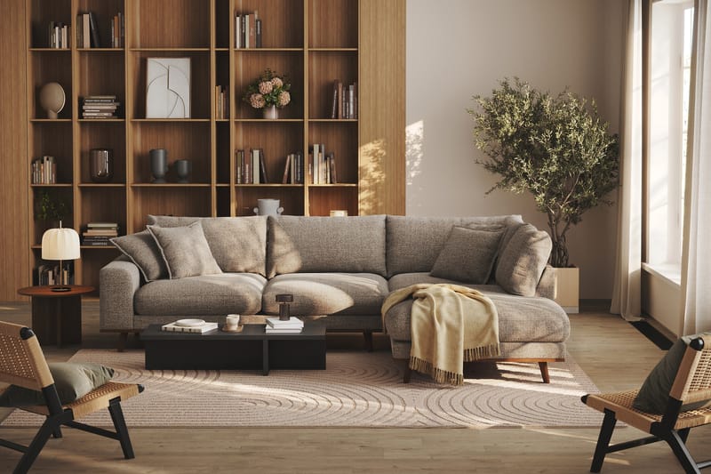 Copenhagen Premium 4-sits Högervänd L-formad Djup Schäslongsoffa i Chenille - Brun - Möbler - Soffa - Divansoffa & schäslongsoffa - 4 sits soffa med divan