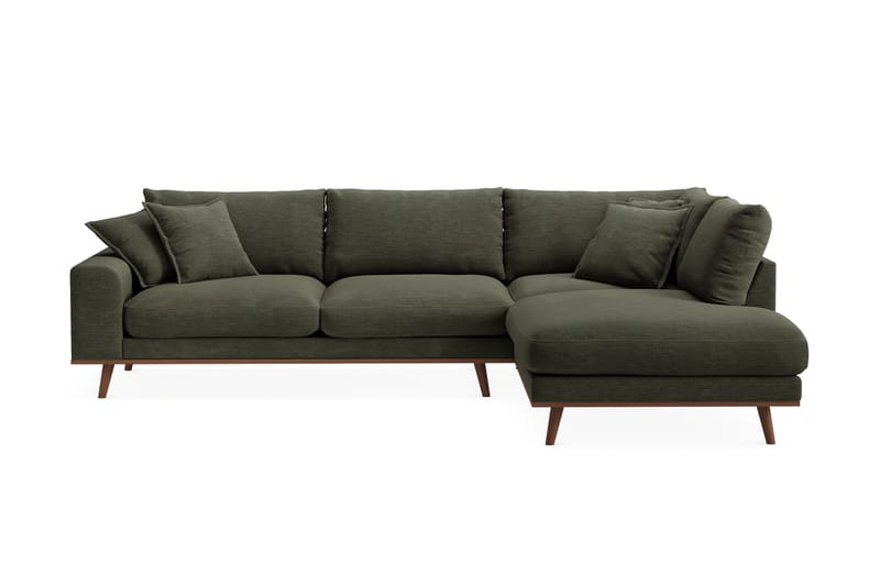 Copenhagen Premium 4-sits Högervänd L-formad Djup Schäslongsoffa i Tyg - Grön - Möbler - Soffa - Divansoffa & schäslongsoffa - 4 sits soffa med divan