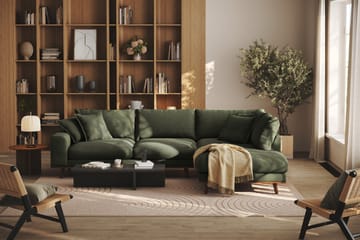 Copenhagen Premium 4-sits Högervänd L-formad Djup Schäslongsoffa i Tyg - Grön - Möbler - Soffa - Divansoffa & schäslongsoffa - 4 sits soffa med divan
