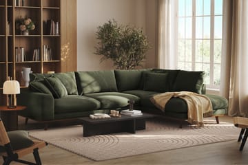 Copenhagen Premium 4-sits Högervänd L-formad Djup Schäslongsoffa i Tyg - Grön - Möbler - Soffa - Divansoffa & schäslongsoffa - 4 sits soffa med divan
