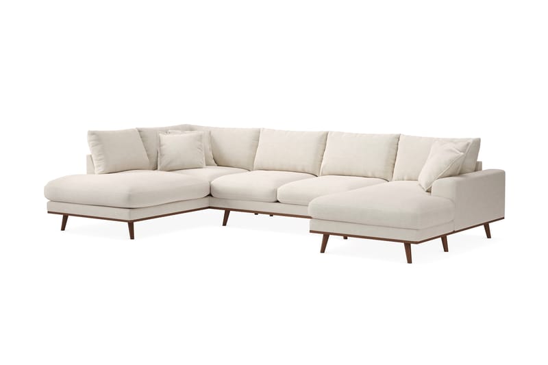 Copenhagen Premium 5-sits Högervänd U-formad Djup Soffa med Divan och Schäslong i Tyg - Ljusbeige - Möbler - Soffa - U-soffa