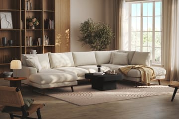 Copenhagen Premium 5-sits Högervänd U-formad Djup Soffa med Divan och Schäslong i Tyg - Ljusbeige - Möbler - Soffa - U-soffa