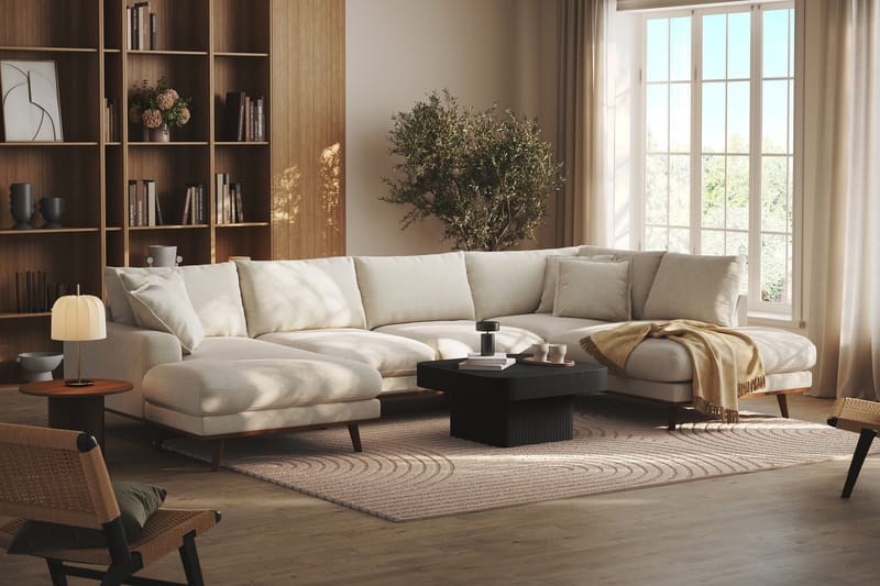 Copenhagen Premium 5-sits Högervänd U-formad Djup Soffa med Divan och Schäslong i Tyg - Ljusbeige - Möbler - Soffa - U-soffa