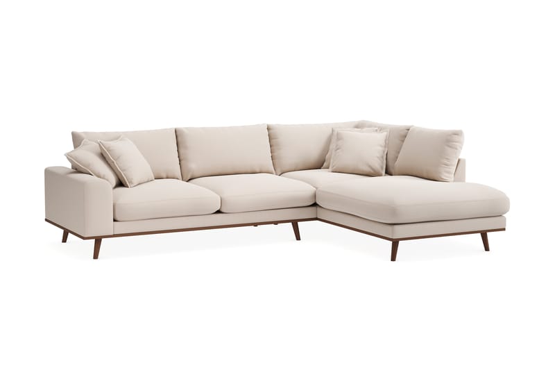 Copenhagen Premium 4-sits Högervänd L-formad Djup Schäslongsoffa i Bouclé - Ljusbeige - Möbler - Soffa - Divansoffa & schäslongsoffa - 4 sits soffa med divan