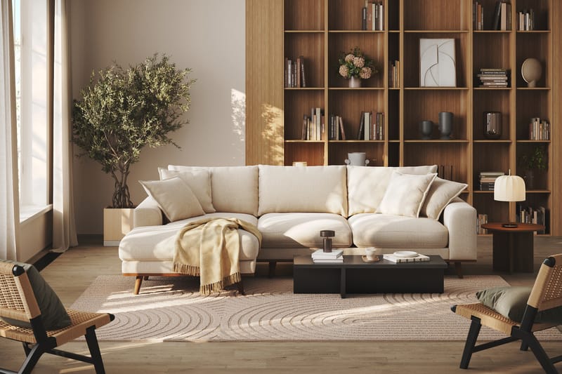 Copenhagen Premium 4-sits Vänstervänd L-formad Djup Divansoffa i Chenille - Ljusbeige - Möbler - Soffa - Divansoffa & schäslongsoffa - 4 sits soffa med divan