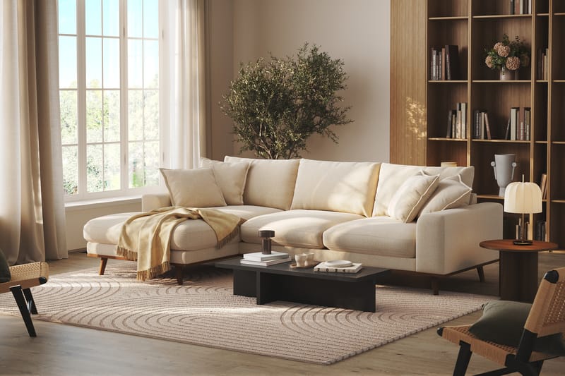 Copenhagen Premium 4-sits Vänstervänd L-formad Djup Divansoffa i Chenille - Ljusbeige - Möbler - Soffa - Divansoffa & schäslongsoffa - 4 sits soffa med divan