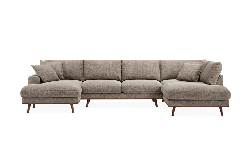 Copenhagen Premium 5-sits Högervänd U-formad Djup Soffa med Divan och Schäslong i Chenille - Brun - Möbler - Soffa - U-soffa