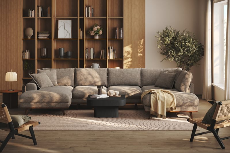 Copenhagen Premium 5-sits Högervänd U-formad Djup Soffa med Divan och Schäslong i Chenille - Brun - Möbler - Soffa - U-soffa