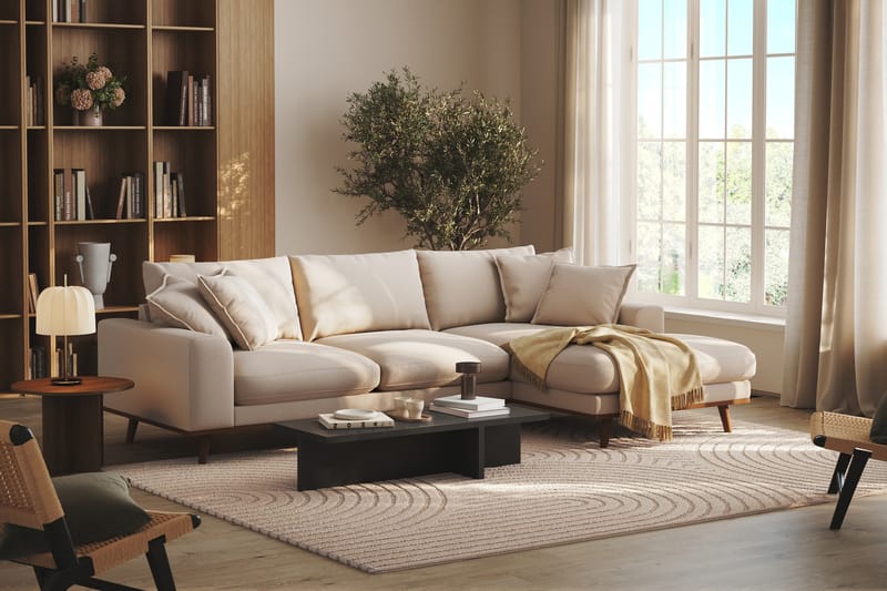 Copenhagen Premium 4-sits Högervänd L-formad Djup Divansoffa i Bouclé - Ljusbeige - Möbler - Soffa - Divansoffa & schäslongsoffa - 4 sits soffa med divan