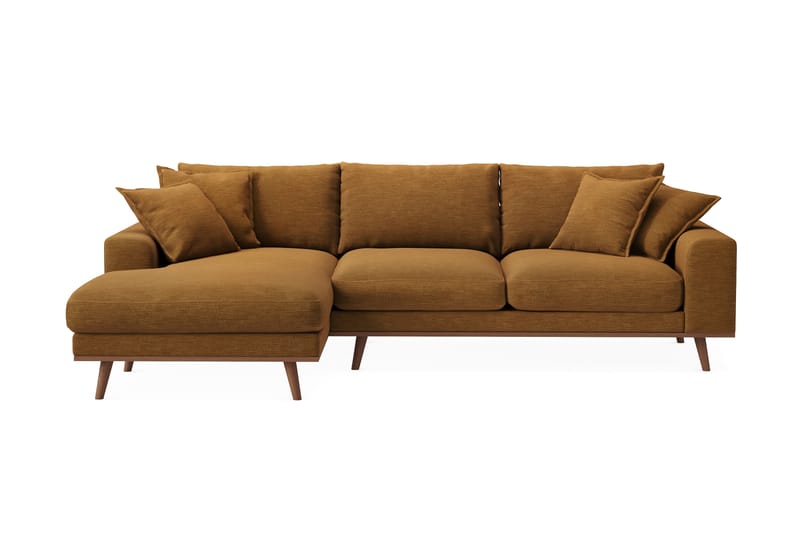 Copenhagen Premium 4-sits Vänstervänd L-formad Djup Divansoffa i Tyg - Senapsgul - Möbler - Soffa - Divansoffa & schäslongsoffa - 4 sits soffa med divan