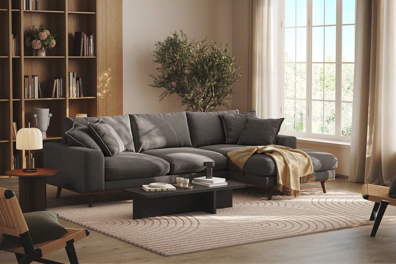 Copenhagen Premium 4-sits Högervänd L-formad Djup Divansoffa i Tyg - Mörkgrå - Möbler - Soffa - Divansoffa & schäslongsoffa - 4 sits soffa med divan