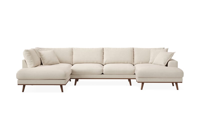 Copenhagen Premium 5-sits Högervänd U-formad Djup Soffa med Divan och Schäslong i Tyg - Beige - Möbler - Soffa - U-soffa
