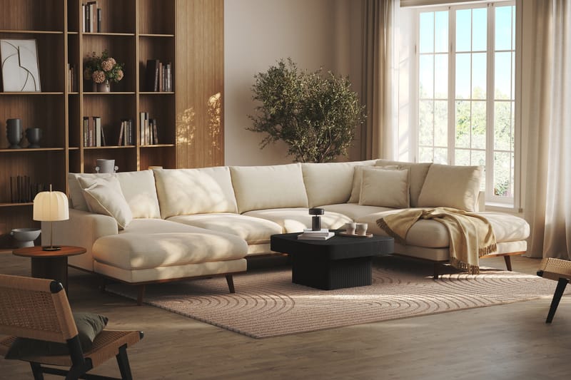 Copenhagen Premium 5-sits Högervänd U-formad Djup Soffa med Divan och Schäslong i Tyg - Beige - Möbler - Soffa - U-soffa