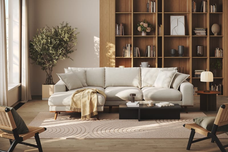 Copenhagen Premium 4-sits Vänstervänd L-formad Djup Divansoffa i Tyg - Ljusbeige - Möbler - Soffa - Divansoffa & schäslongsoffa - 4 sits soffa med divan