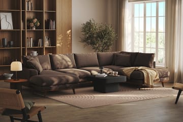 Copenhagen Premium 5-sits Högervänd U-formad Djup Soffa med Divan och Schäslong i Tyg - Brun - Möbler - Soffa - U-soffa