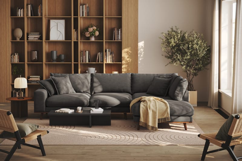 Copenhagen Premium 4-sits Högervänd L-formad Djup Schäslongsoffa i Tyg - Mörkgrå - Möbler - Soffa - Divansoffa & schäslongsoffa - 4 sits soffa med divan