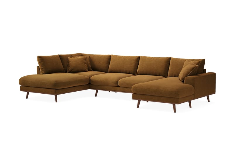 Copenhagen Premium 5-sits Högervänd U-formad Djup Soffa med Divan och Schäslong i Tyg - Senapsgul - Möbler - Soffa - U-soffa