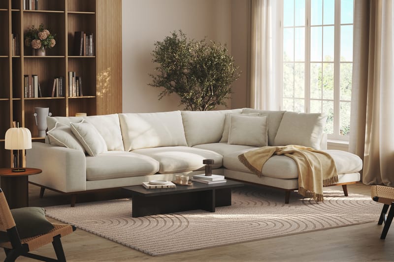 Copenhagen Premium 4-sits Högervänd L-formad Djup Schäslongsoffa i Tyg - Ljusbeige - Möbler - Soffa - Divansoffa & schäslongsoffa - 4 sits soffa med divan