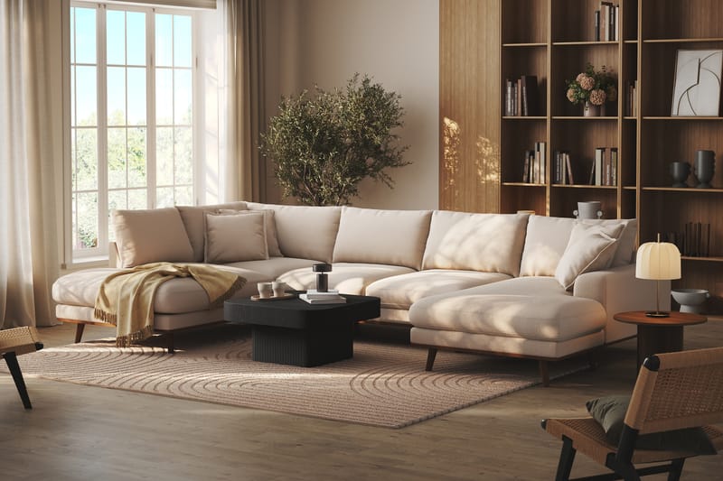 Copenhagen Premium 5-sits Vänstervänd U-formad Djup Soffa med Divan och Schäslong i Bouclé - Ljusbeige - Möbler - Soffa - U-soffa