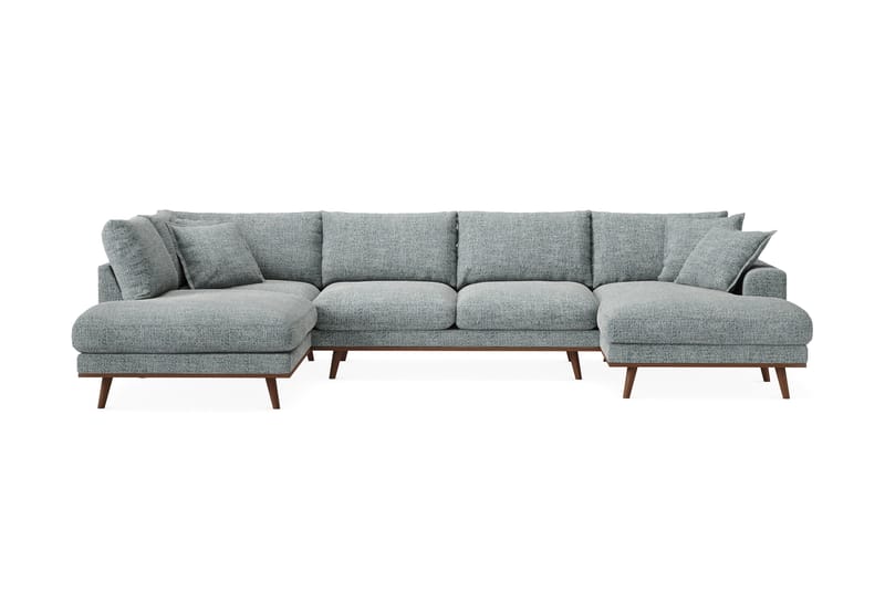 Copenhagen Premium 5-sits Vänstervänd U-formad Djup Soffa med Divan och Schäslong i Chenille - Grå/Blå - Möbler - Soffa - U-soffa