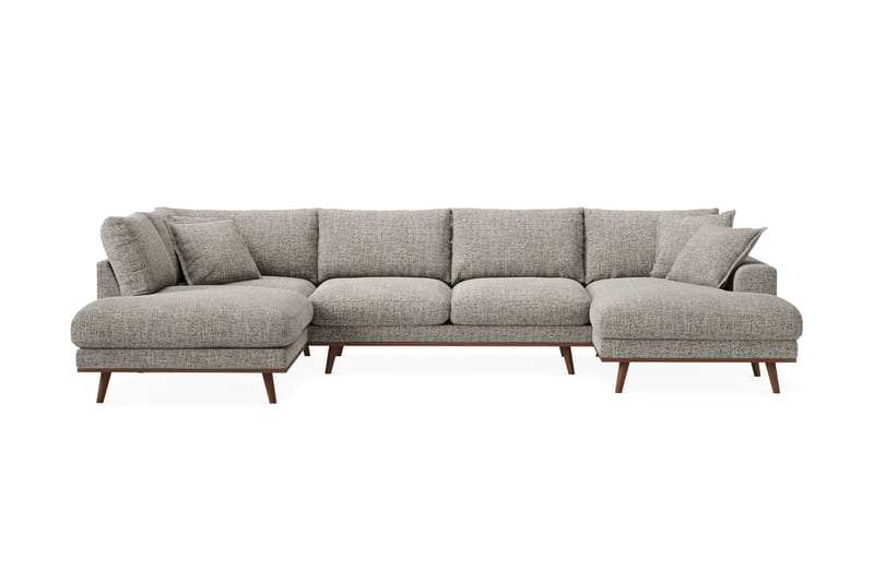 Copenhagen Premium 5-sits Vänstervänd U-formad Djup Soffa med Divan och Schäslong i Chenille - Grå - Möbler - Soffa - U-soffa