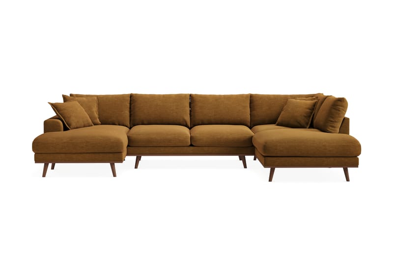 Copenhagen Premium 5-sits Vänstervänd U-formad Djup Soffa med Divan och Schäslong i Tyg - Senapsgul - Möbler - Soffa - U-soffa