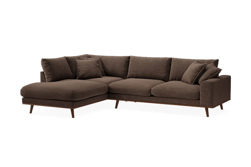Copenhagen Premium 4-sits Vänstervänd L-formad Djup Schäslongsoffa i Tyg - Brun - Möbler - Soffa - Divansoffa & schäslongsoffa - 4 sits soffa med divan