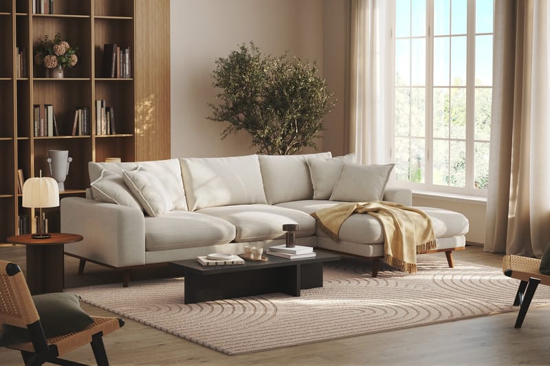Copenhagen Premium 4-sits Högervänd L-formad Djup Divansoffa i Tyg - Ljusbeige - Möbler - Soffa - Divansoffa & schäslongsoffa - 4 sits soffa med divan