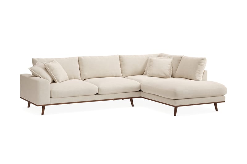 Copenhagen Premium 4-sits Högervänd L-formad Djup Schäslongsoffa i Tyg - Beige - Möbler - Soffa - Divansoffa & schäslongsoffa - 4 sits soffa med divan
