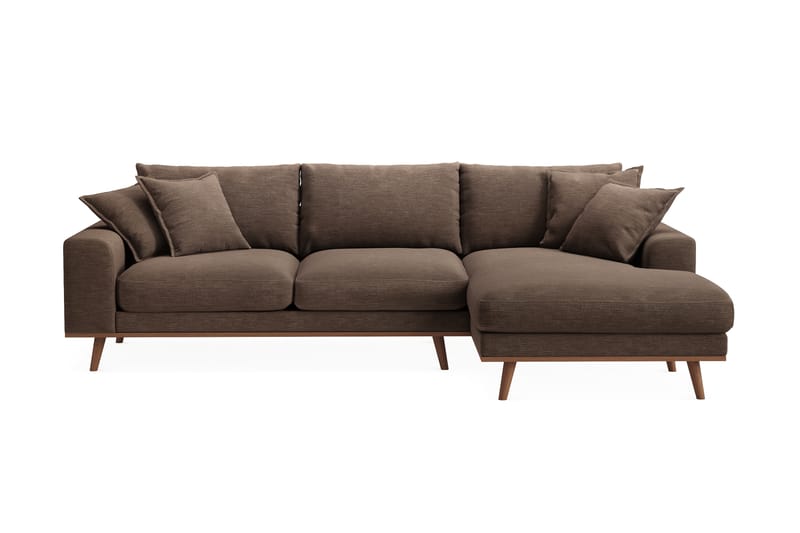 Copenhagen Premium 4-sits Högervänd L-formad Djup Divansoffa i Tyg - Brun - Möbler - Soffa - Divansoffa & schäslongsoffa - 4 sits soffa med divan