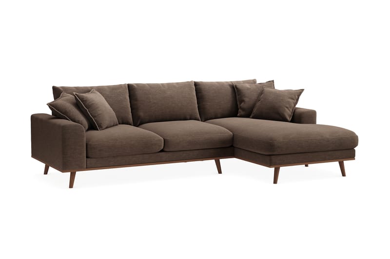 Copenhagen Premium 4-sits Högervänd L-formad Djup Divansoffa i Tyg - Brun - Möbler - Soffa - Divansoffa & schäslongsoffa - 4 sits soffa med divan