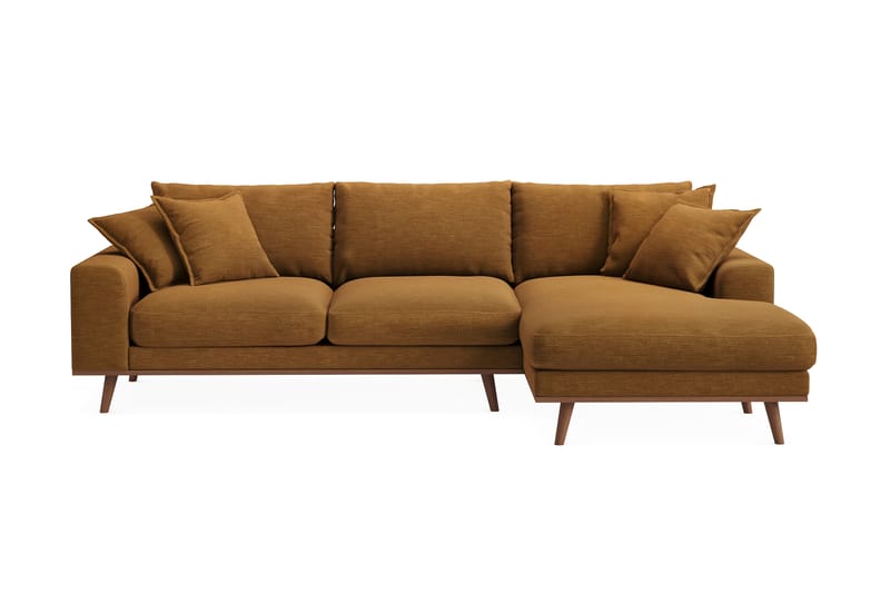 Copenhagen Premium 4-sits Högervänd L-formad Djup Divansoffa i Tyg - Senapsgul - Möbler - Soffa - Divansoffa & schäslongsoffa - 4 sits soffa med divan