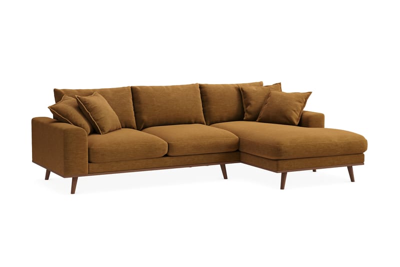 Copenhagen Premium 4-sits Högervänd L-formad Djup Divansoffa i Tyg - Senapsgul - Möbler - Soffa - Divansoffa & schäslongsoffa - 4 sits soffa med divan