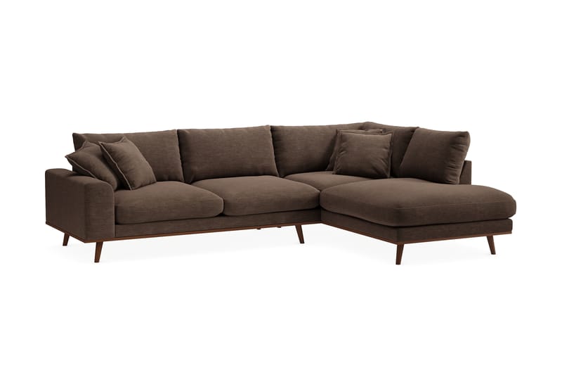 Copenhagen Premium 4-sits Högervänd L-formad Djup Schäslongsoffa i Tyg - Brun - Möbler - Soffa - Divansoffa & schäslongsoffa - 4 sits soffa med divan