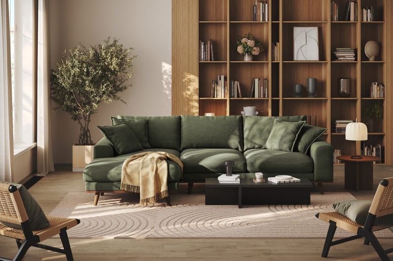 Copenhagen Premium 4-sits Vänstervänd L-formad Djup Divansoffa i Tyg - Grön - Möbler - Soffa - Divansoffa & schäslongsoffa - 4 sits soffa med divan