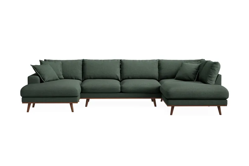 Copenhagen Premium 5-sits Högervänd U-formad Djup Soffa med Divan och Schäslong i Tyg - Grön - Möbler - Soffa - U-soffa