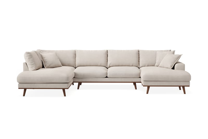 Copenhagen Premium 5-sits Vänstervänd U-formad Djup Soffa med Divan och Schäslong i Tyg - Beige - Möbler - Soffa - U-soffa
