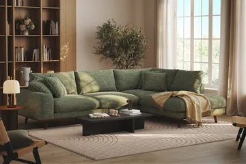 Copenhagen Premium 4-sits Högervänd L-formad Djup Schäslongsoffa i Chenille - Grön - Möbler - Soffa - Divansoffa & schäslongsoffa - 4 sits soffa med divan
