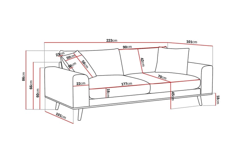 Copenhagen Premium Djup 3-sits Soffa i Chenille - Beige - Möbler - Soffa - 3 sits soffa