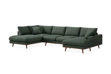 Copenhagen Premium 5-sits Vänstervänd U-formad Djup Soffa med Divan och Schäslong i Tyg - Grön - Möbler - Soffa - U-soffa