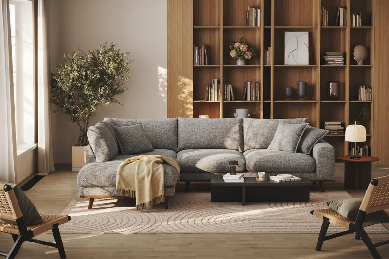 Copenhagen Premium 4-sits Vänstervänd L-formad Djup Schäslongsoffa i Chenille - Grå - Möbler - Soffa - Divansoffa & schäslongsoffa - 4 sits soffa med divan